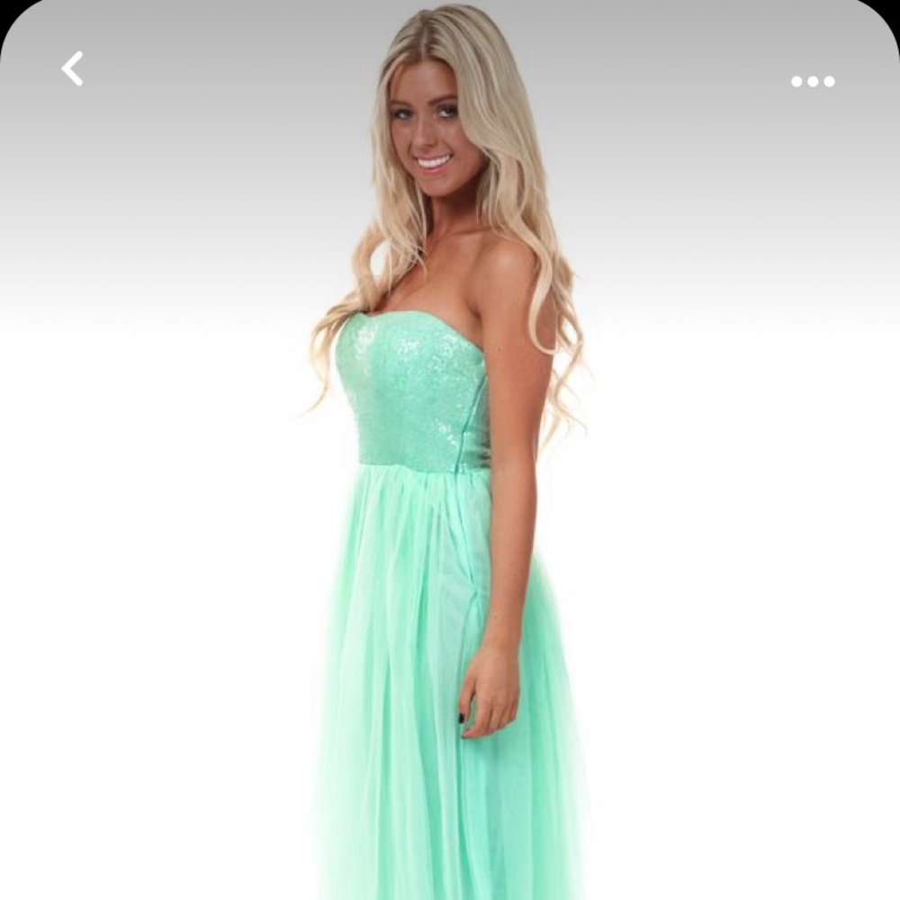 Sweet mint sequin bodice tulle dress